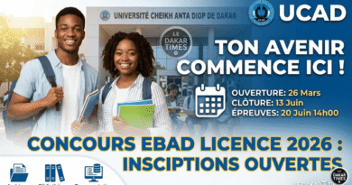 Affiche officielle Concours EBAD 2026 UCAD Sénégal