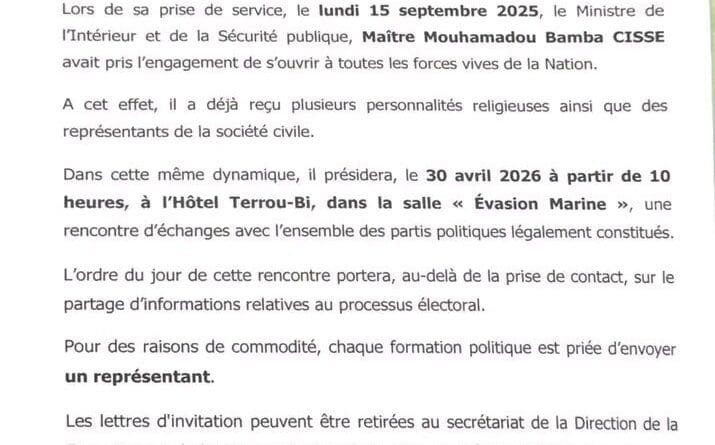 Réunion processus électoral Sénégal 30 avril